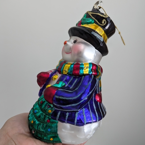 Vintage Extra Large 9" Glass Snowman Ornament European Christmas XL - Picture 10 of 16
